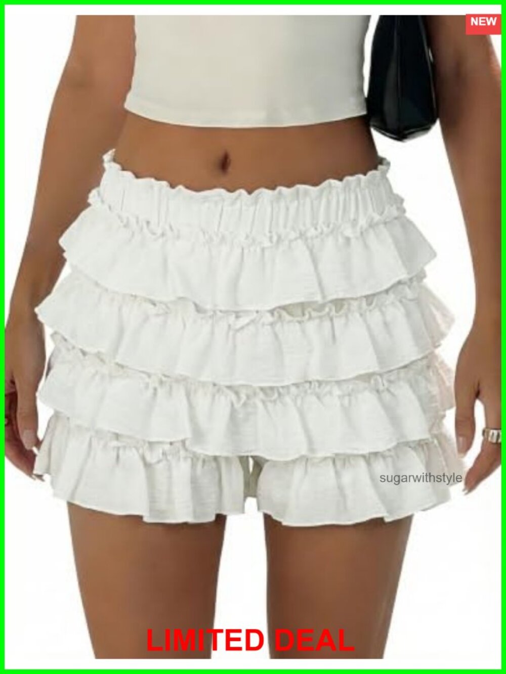 Ruffle Bloomer Shorts Smocked Waist Skort Mini Summer Casual